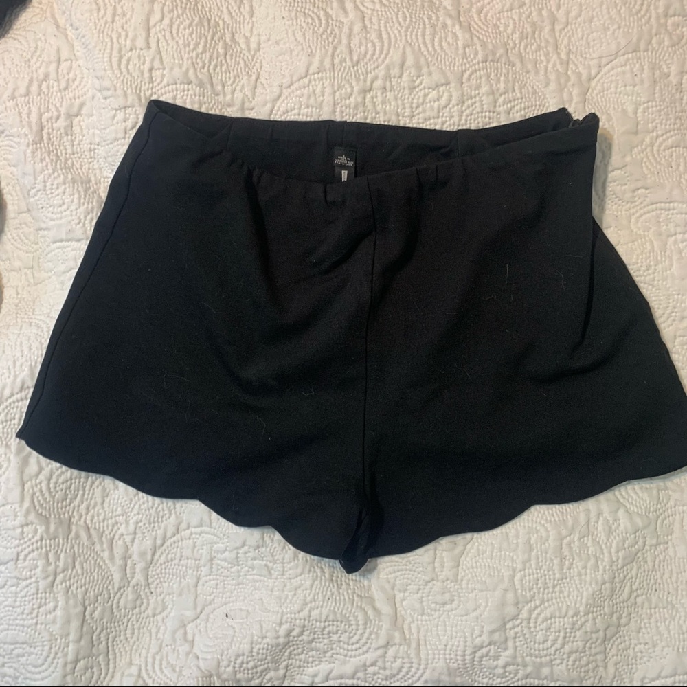 Black Scalloped Dress Shorts